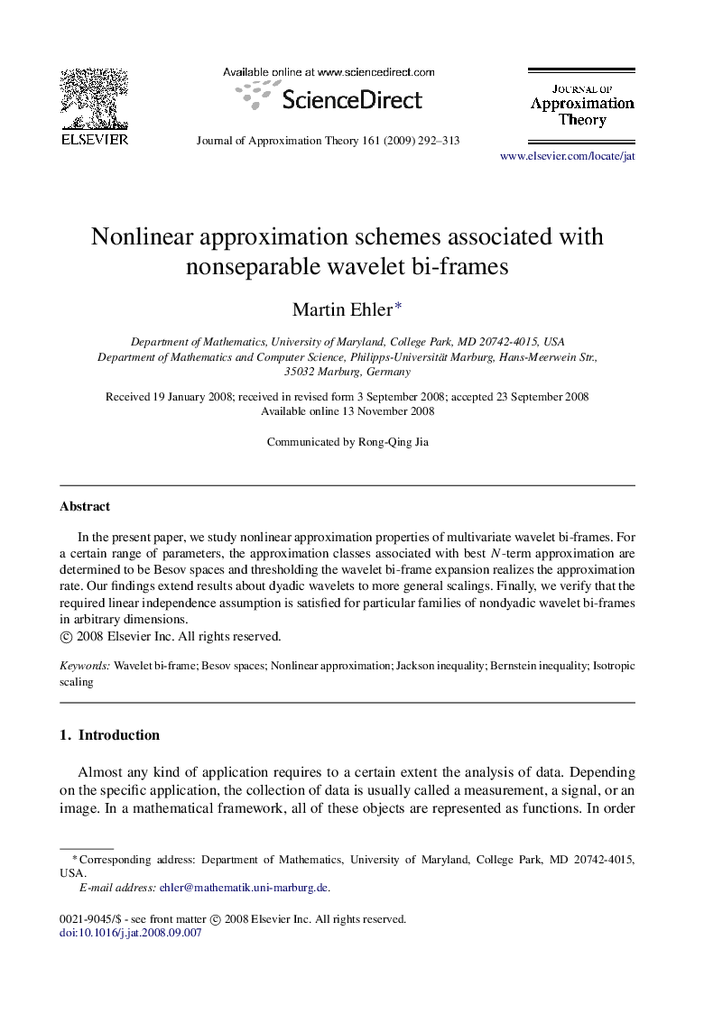 Nonlinear approximation schemes associated with nonseparable wavelet bi-frames