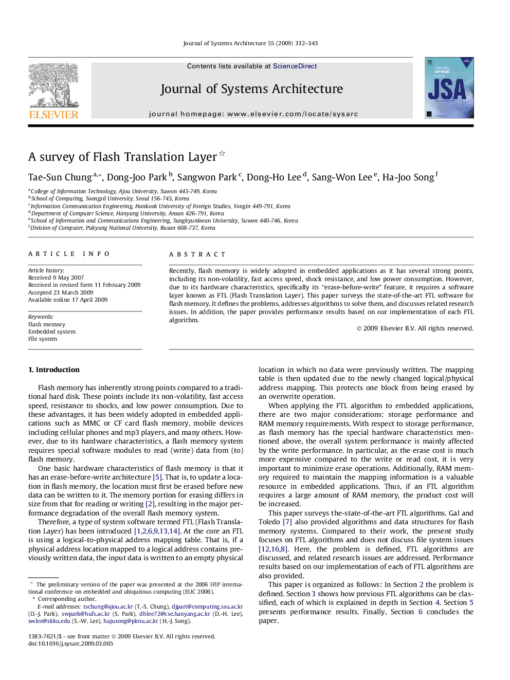 A survey of Flash Translation Layer 