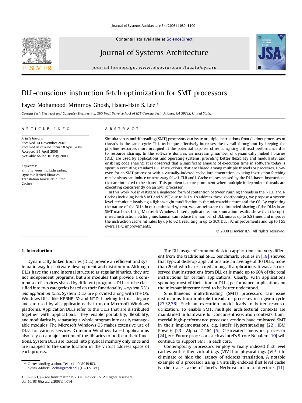 DLL-conscious instruction fetch optimization for SMT processors