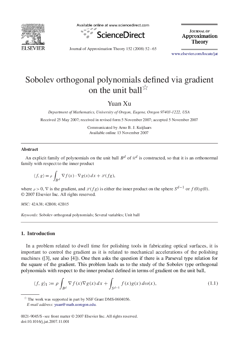 Sobolev orthogonal polynomials defined via gradient on the unit ball 