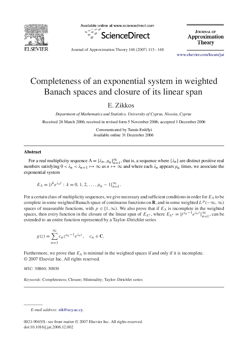 Completeness of an exponential system in weighted Banach spaces and closure of its linear span