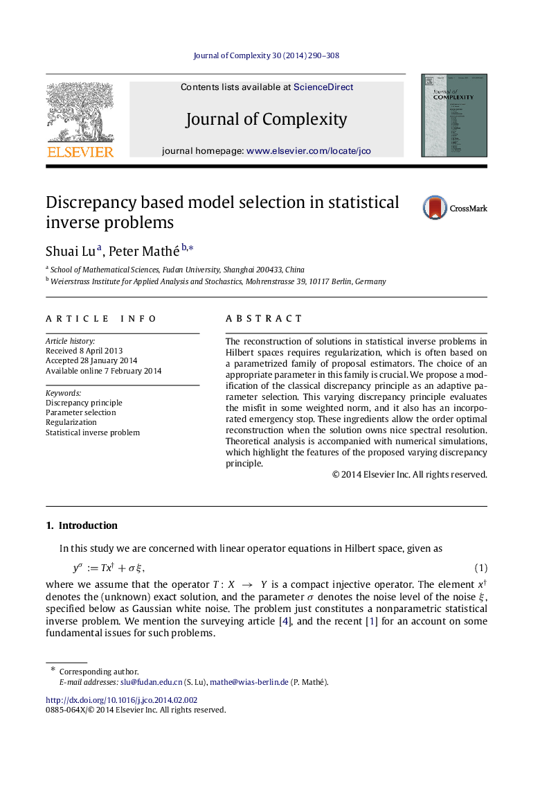 Discrepancy based model selection in statistical inverse problems