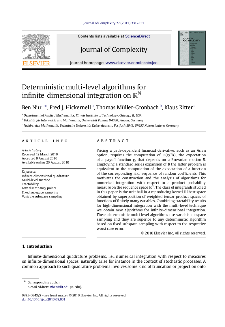 Deterministic multi-level algorithms for infinite-dimensional integration on RNRN