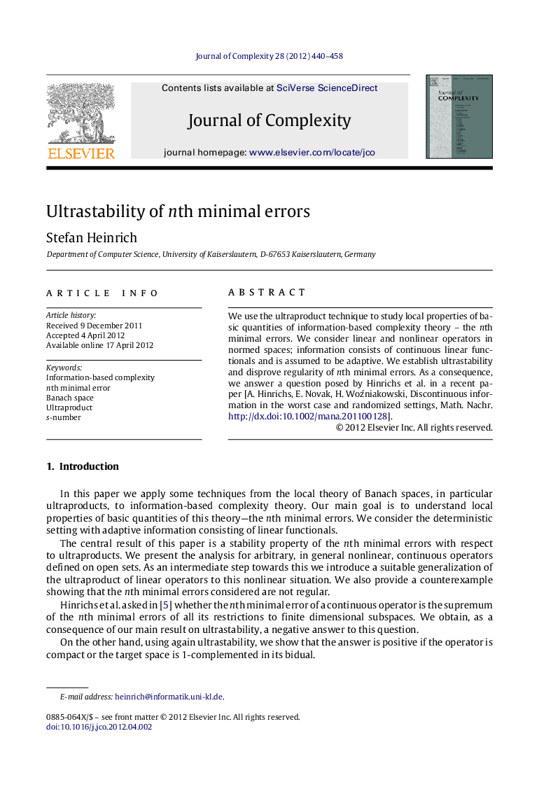 Ultrastability of nth minimal errors