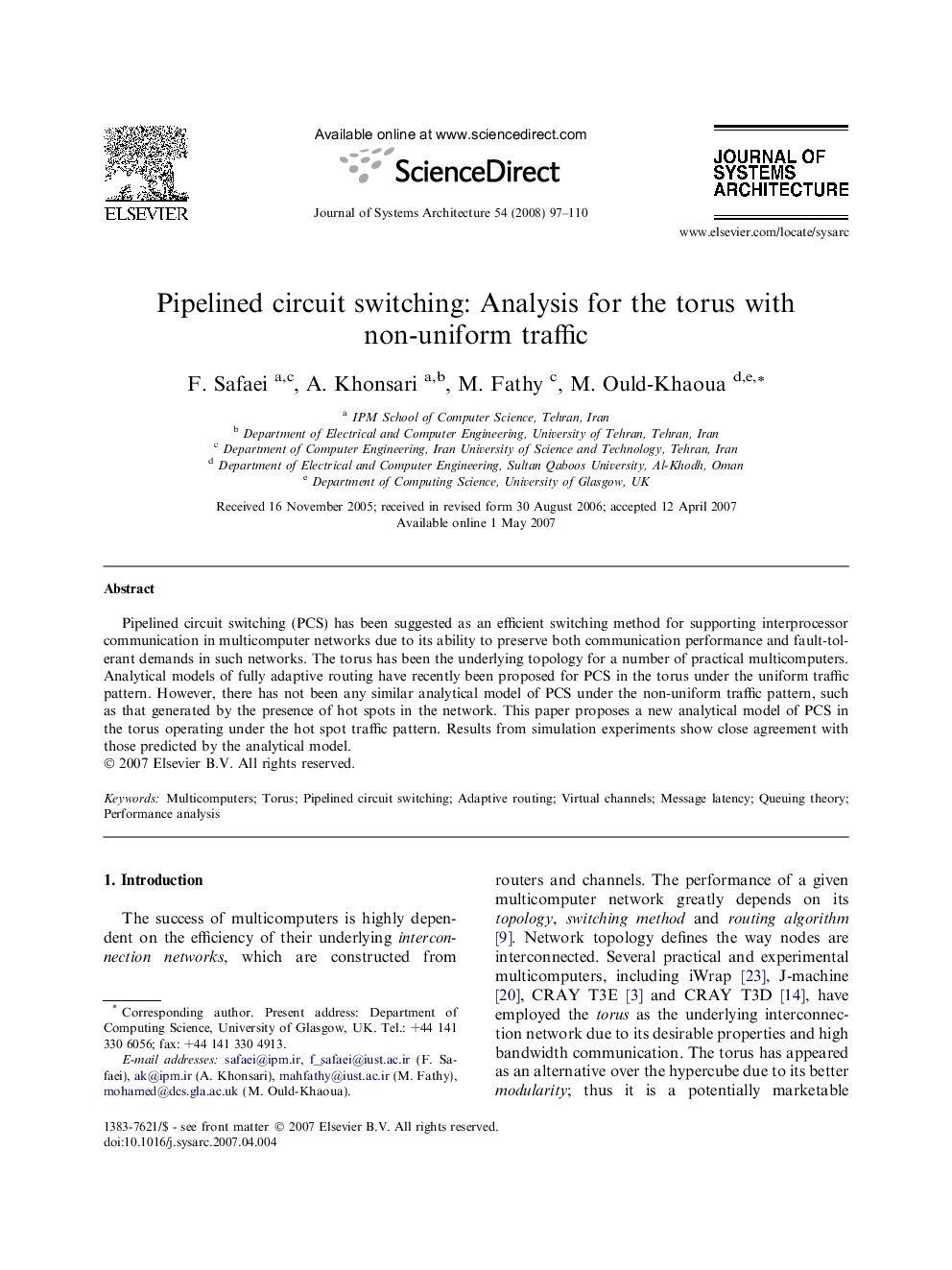 Pipelined circuit switching: Analysis for the torus with non-uniform traffic