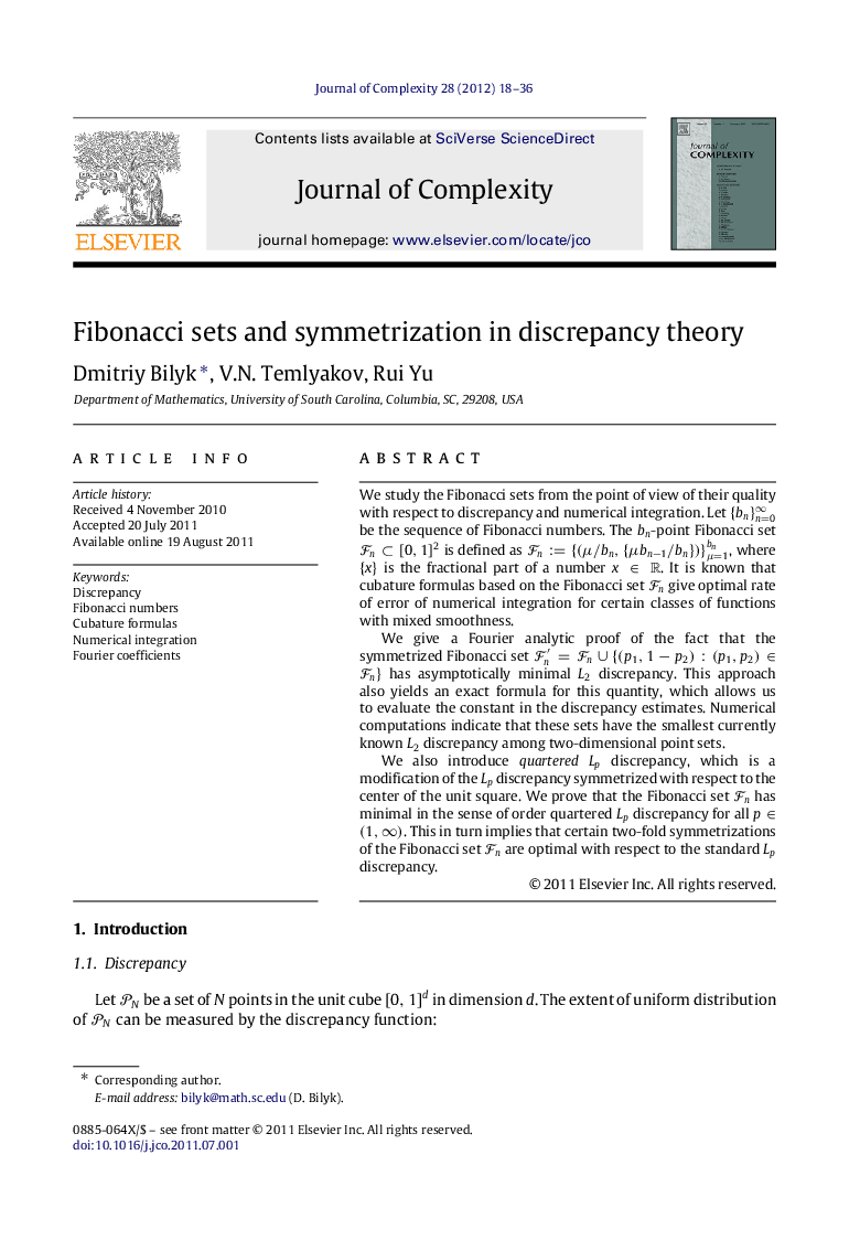 Fibonacci sets and symmetrization in discrepancy theory