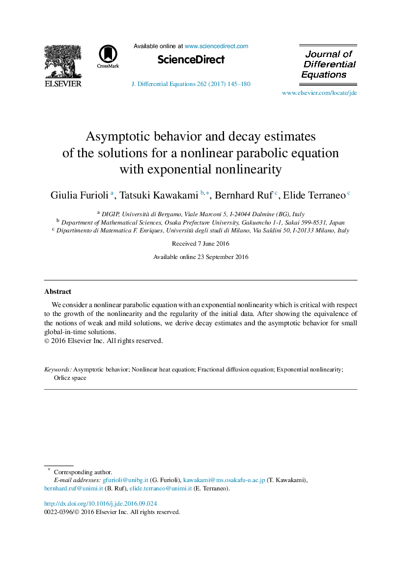 Asymptotic behavior and decay estimates of the solutions for a nonlinear parabolic equation with exponential nonlinearity