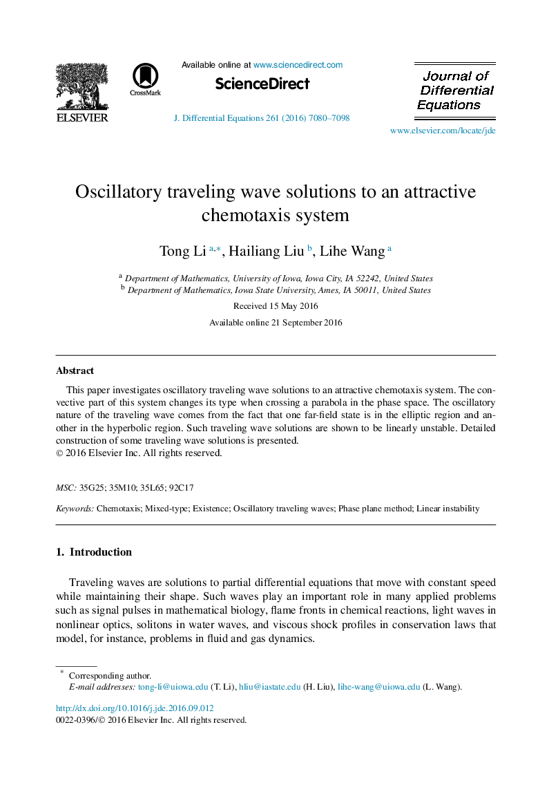 Oscillatory traveling wave solutions to an attractive chemotaxis system