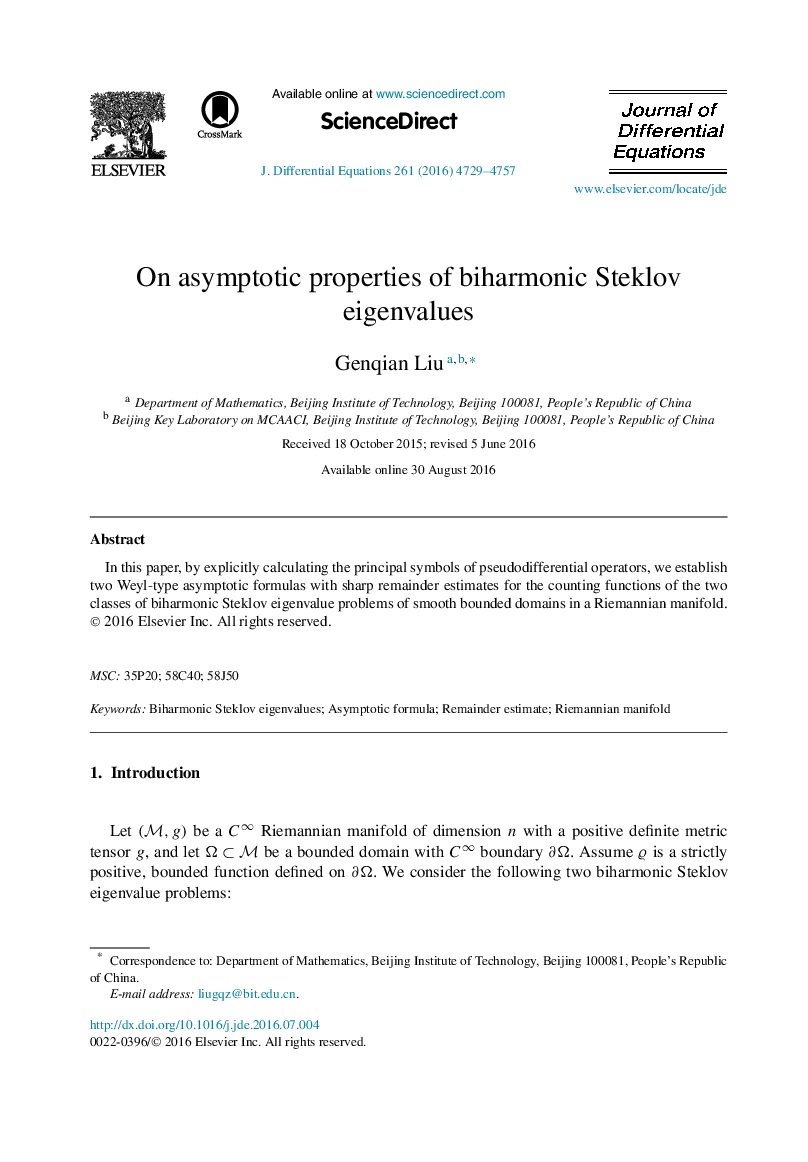 On asymptotic properties of biharmonic Steklov eigenvalues