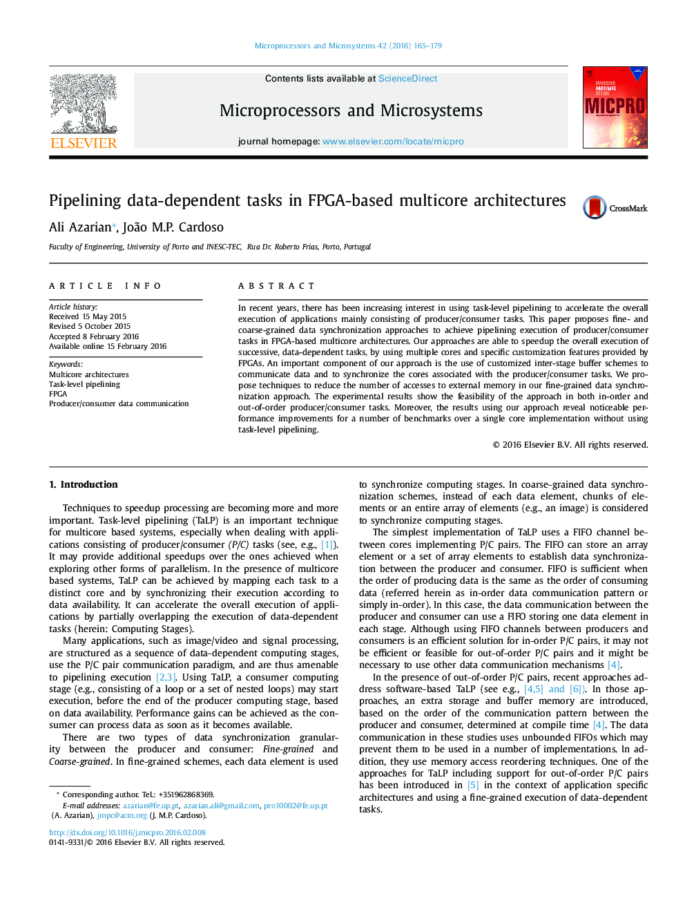 Pipelining data-dependent tasks in FPGA-based multicore architectures