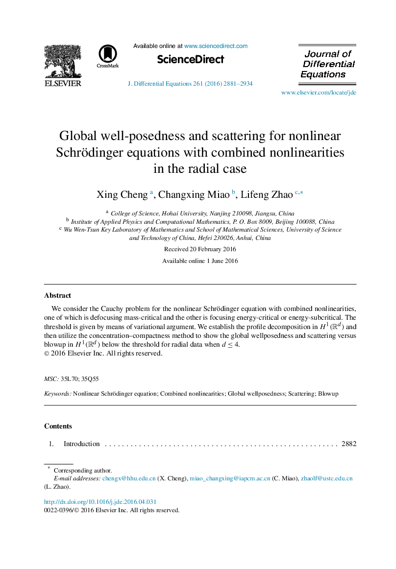 Global well-posedness and scattering for nonlinear Schrödinger equations with combined nonlinearities in the radial case