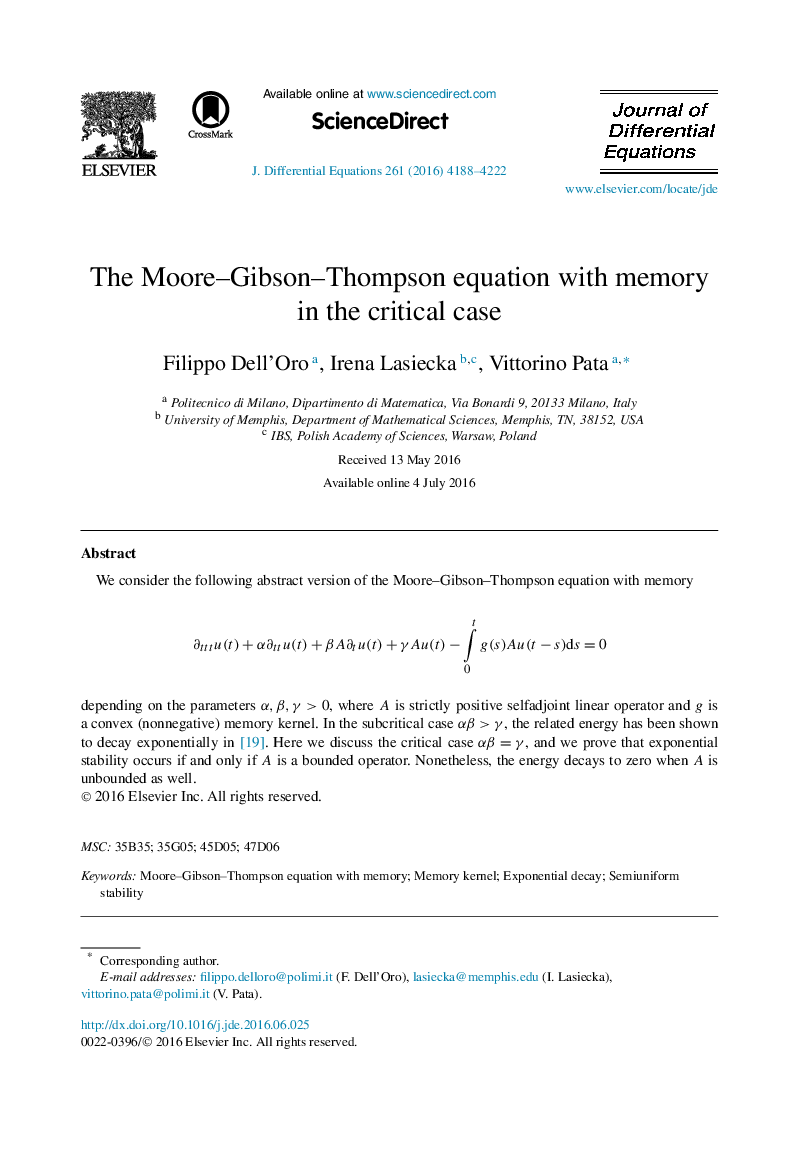 The Moore–Gibson–Thompson equation with memory in the critical case