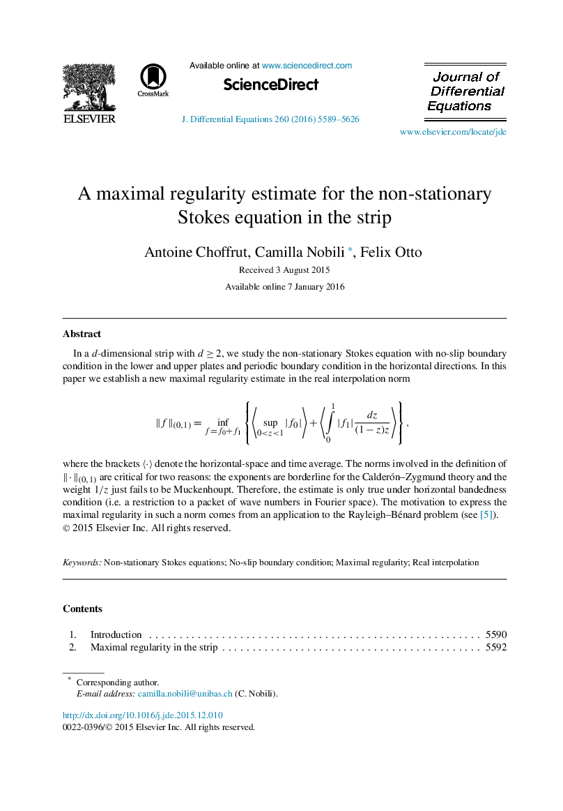 A maximal regularity estimate for the non-stationary Stokes equation in the strip