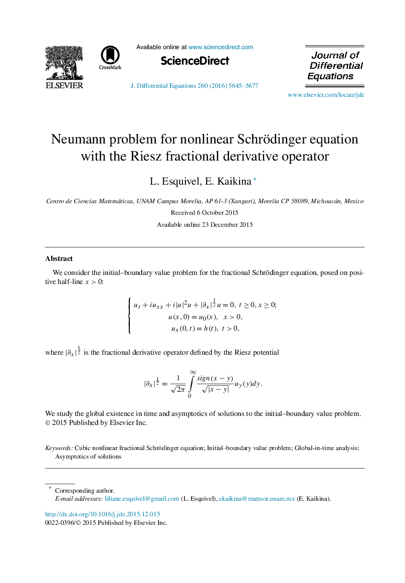 Neumann problem for nonlinear Schrödinger equation with the Riesz fractional derivative operator