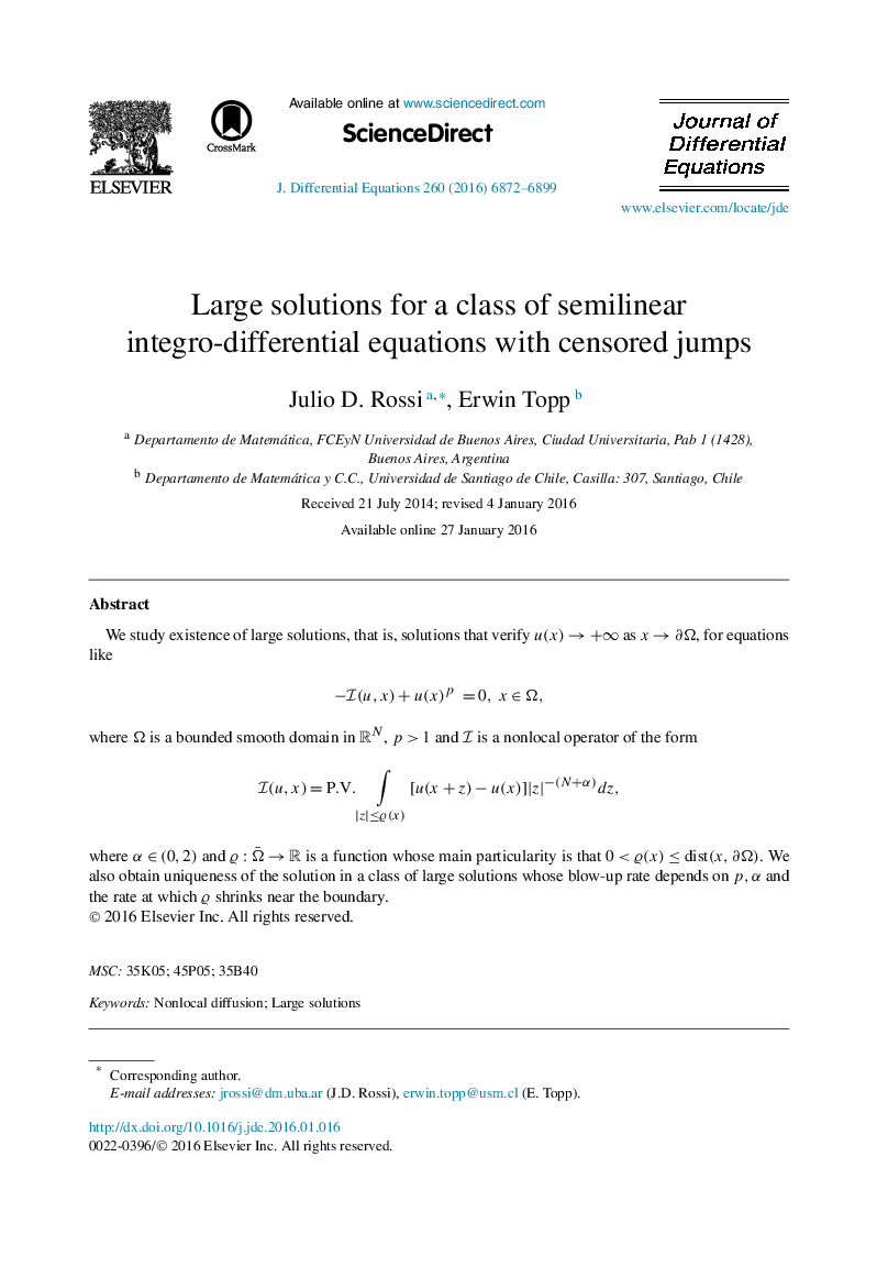 Large solutions for a class of semilinear integro-differential equations with censored jumps