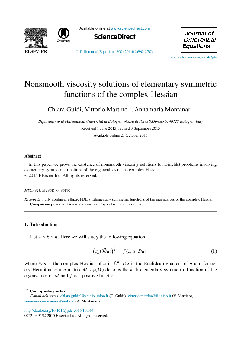 Nonsmooth viscosity solutions of elementary symmetric functions of the complex Hessian