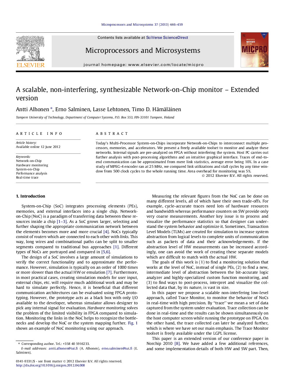 A scalable, non-interfering, synthesizable Network-on-Chip monitor – Extended version