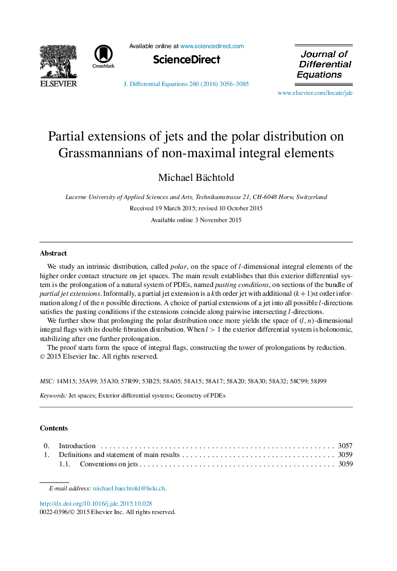 Partial extensions of jets and the polar distribution on Grassmannians of non-maximal integral elements