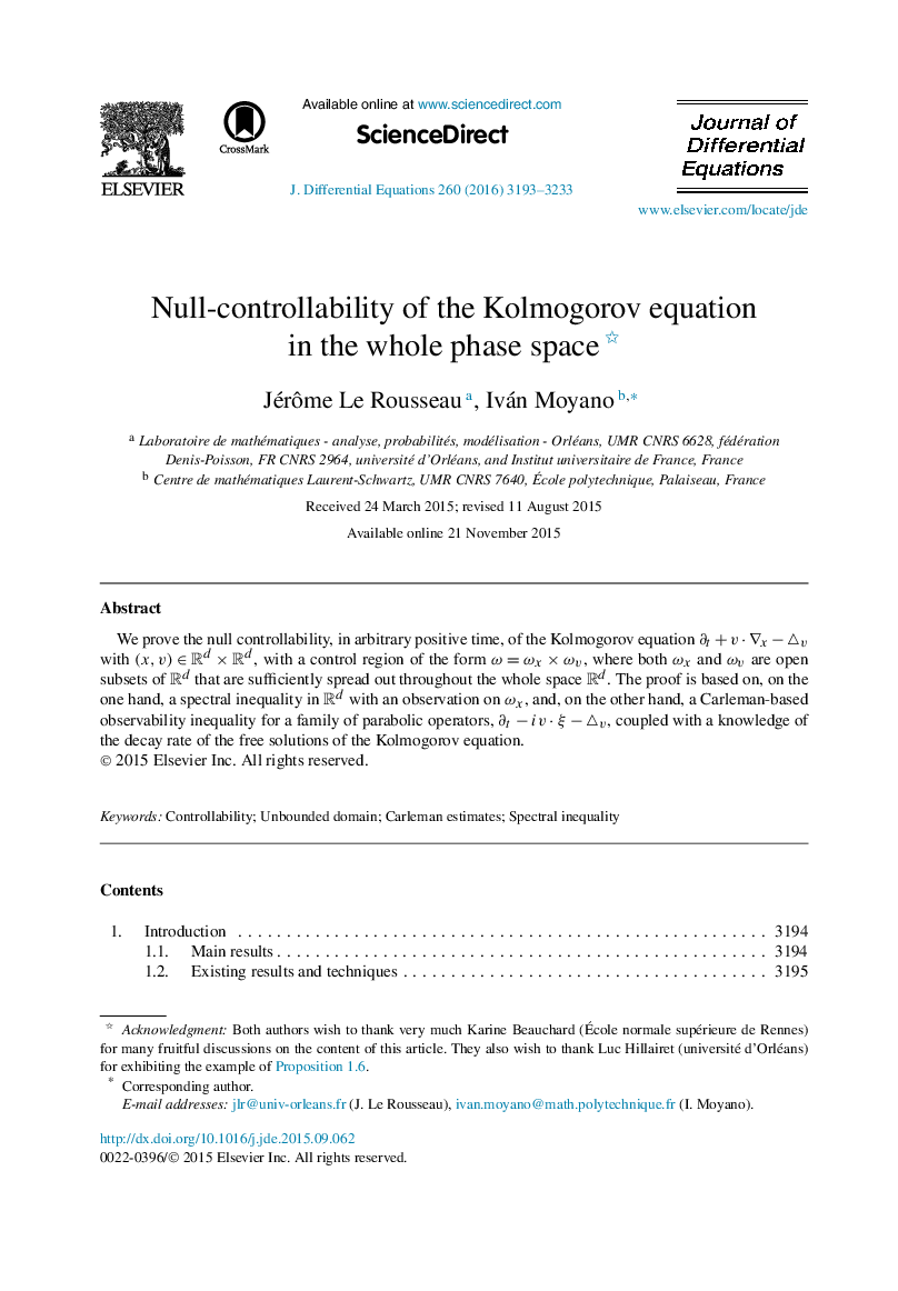 Null-controllability of the Kolmogorov equation in the whole phase space 