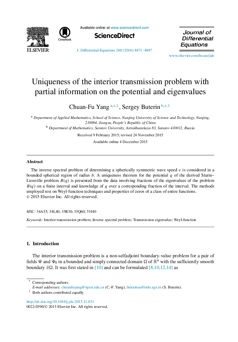 Uniqueness of the interior transmission problem with partial information on the potential and eigenvalues
