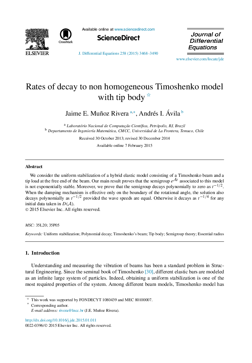 Rates of decay to non homogeneous Timoshenko model with tip body 