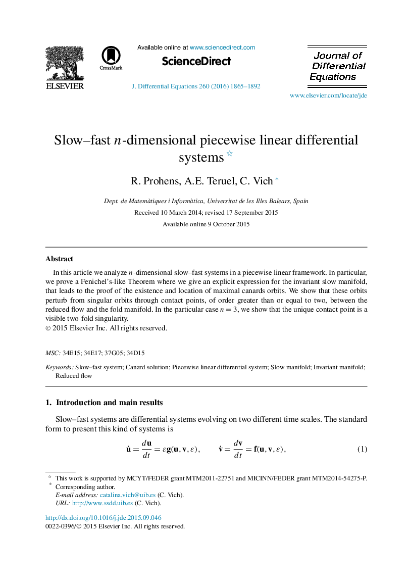 Slow–fast n-dimensional piecewise linear differential systems 
