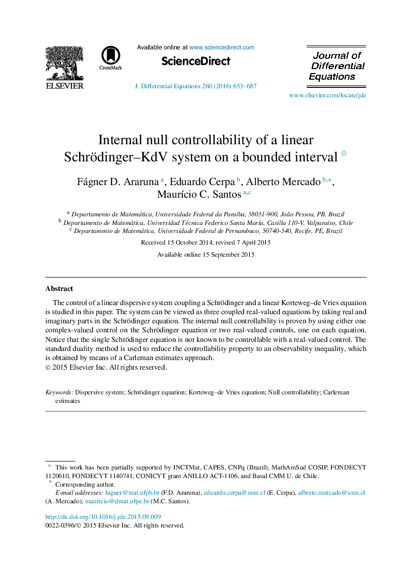 Internal null controllability of a linear Schrödinger–KdV system on a bounded interval 