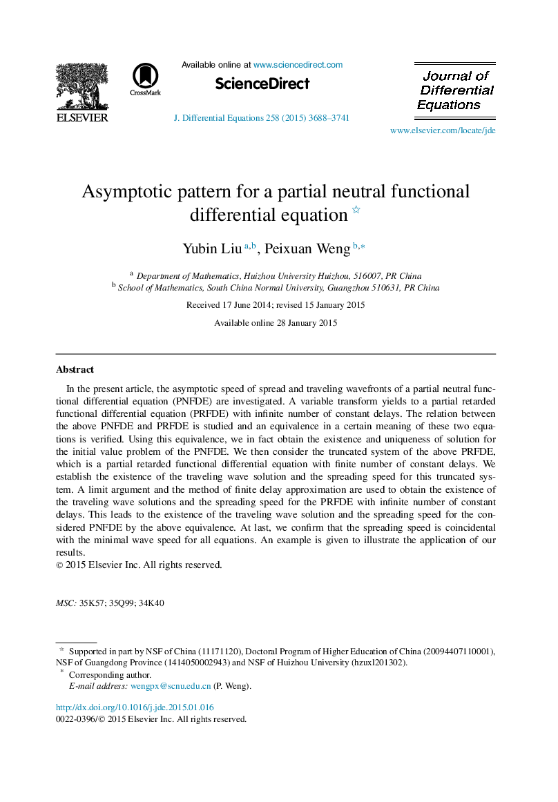 Asymptotic pattern for a partial neutral functional differential equation