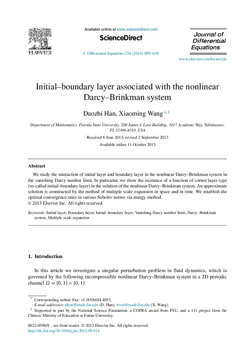 Initial–boundary layer associated with the nonlinear Darcy–Brinkman system