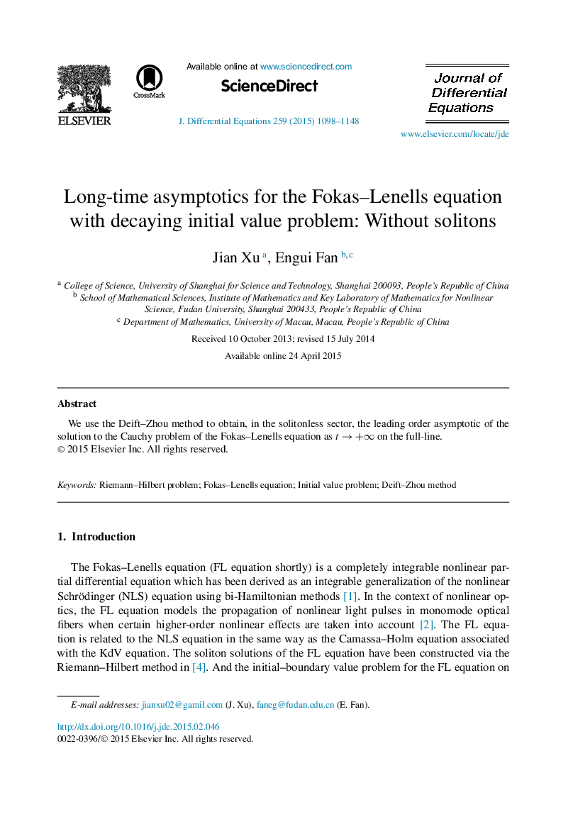 Long-time asymptotics for the Fokas–Lenells equation with decaying initial value problem: Without solitons
