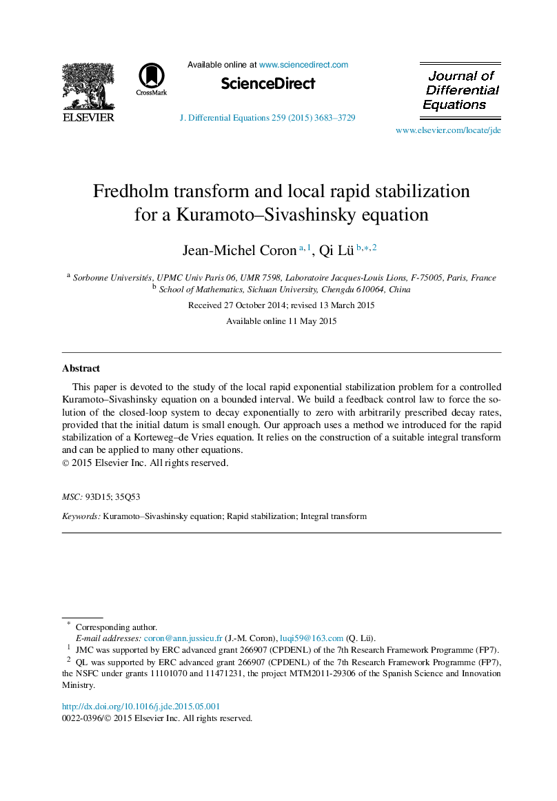 Fredholm transform and local rapid stabilization for a Kuramoto–Sivashinsky equation