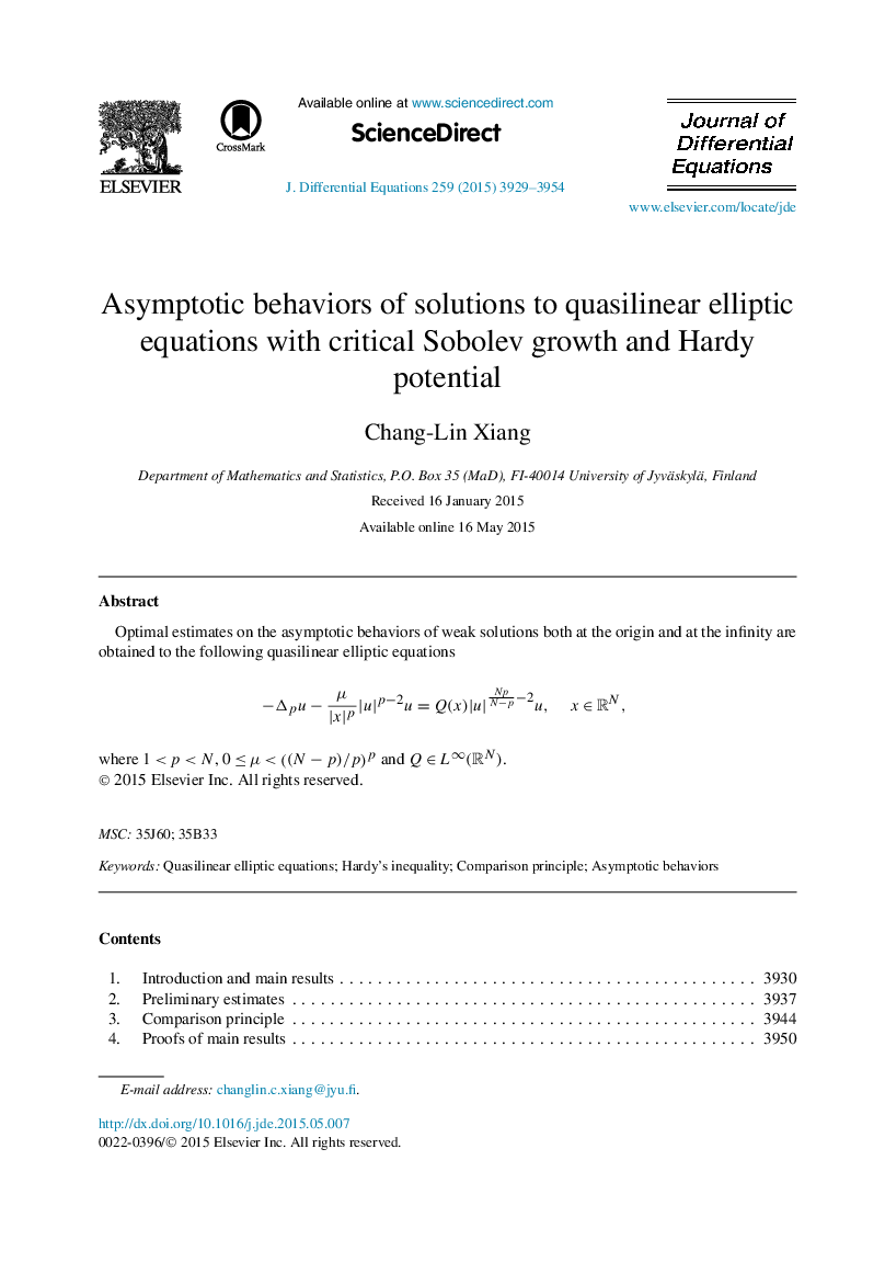 Asymptotic behaviors of solutions to quasilinear elliptic equations with critical Sobolev growth and Hardy potential