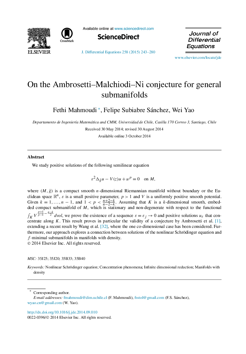 On the Ambrosetti–Malchiodi–Ni conjecture for general submanifolds