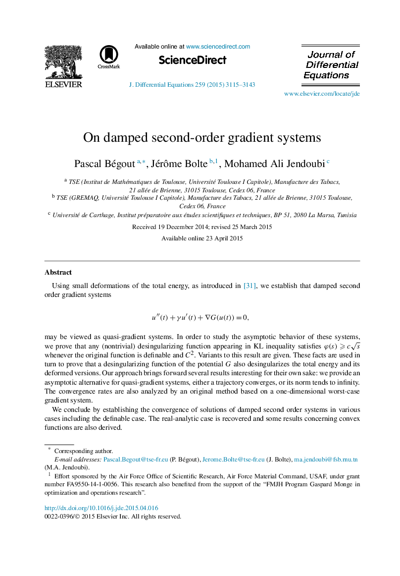 On damped second-order gradient systems