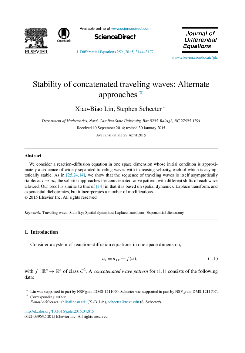 Stability of concatenated traveling waves: Alternate approaches 