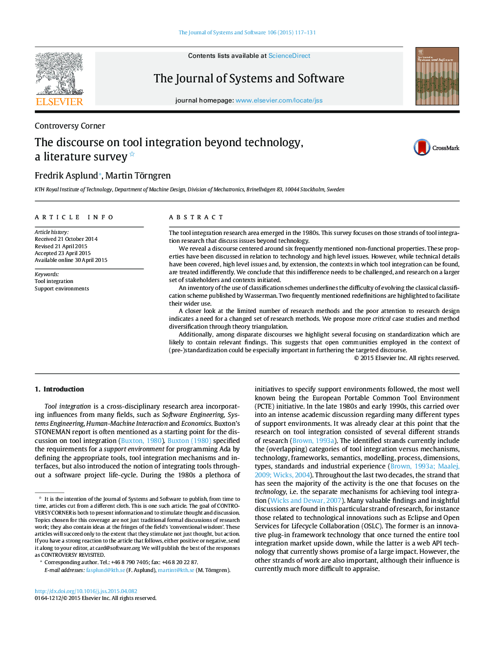 The discourse on tool integration beyond technology, a literature survey 