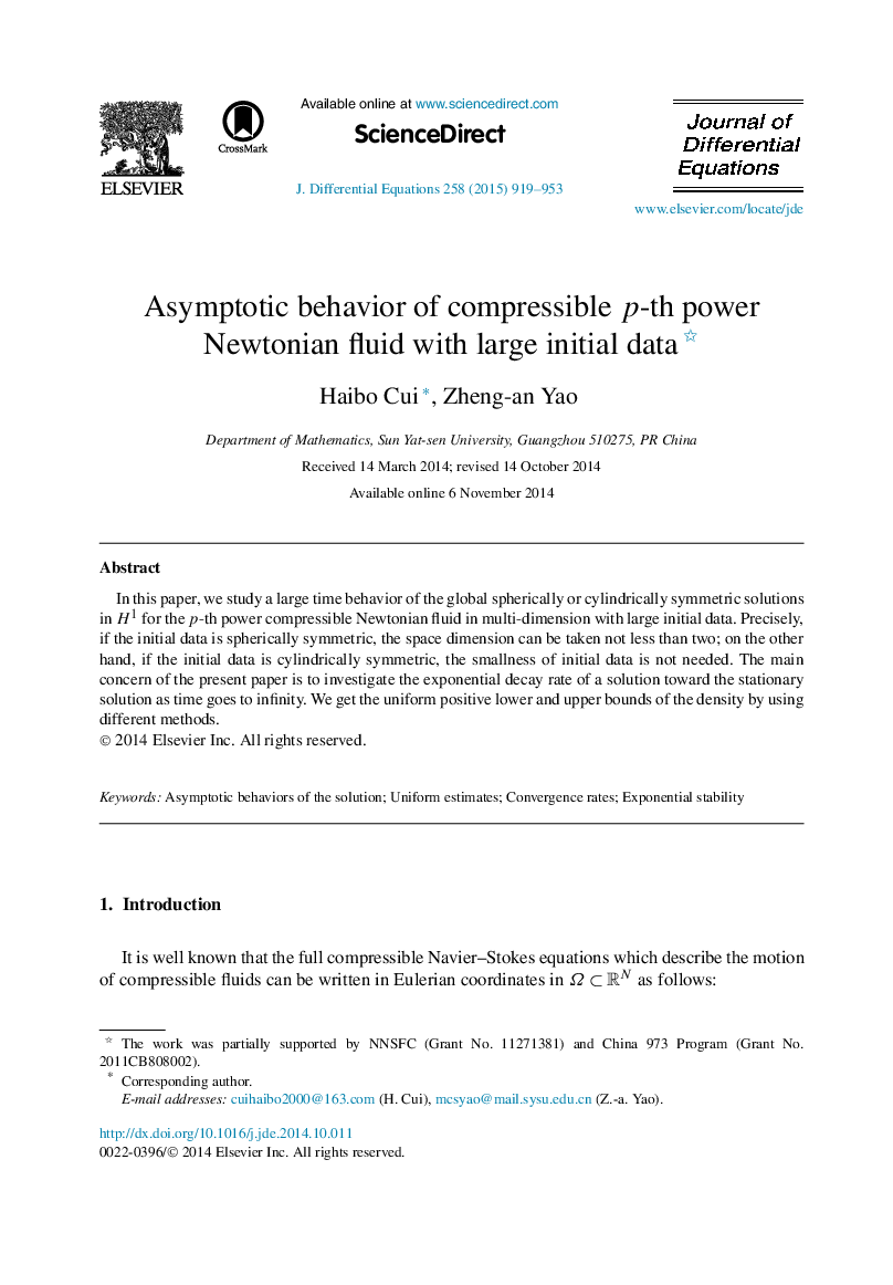 Asymptotic behavior of compressible p-th power Newtonian fluid with large initial data 