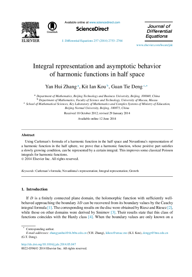 Integral representation and asymptotic behavior of harmonic functions in half space