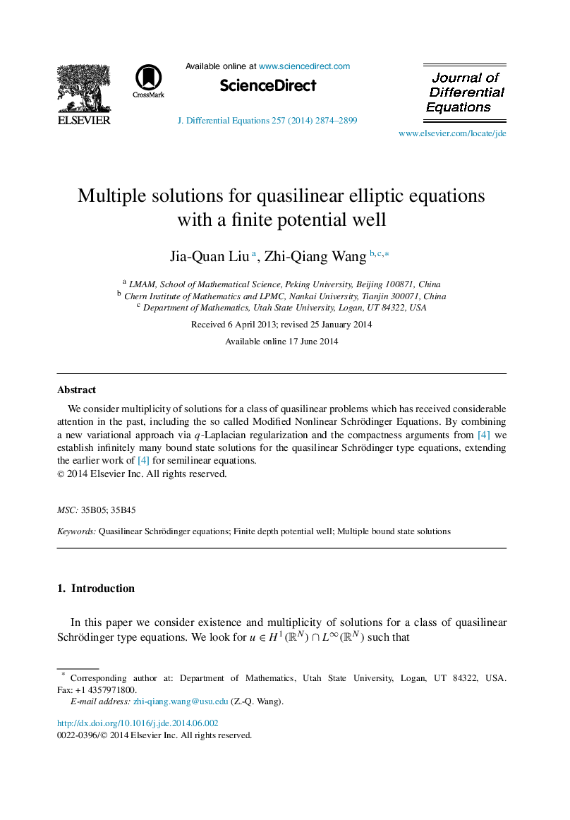 Multiple solutions for quasilinear elliptic equations with a finite potential well