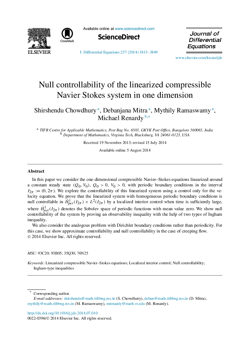 Null controllability of the linearized compressible Navier Stokes system in one dimension