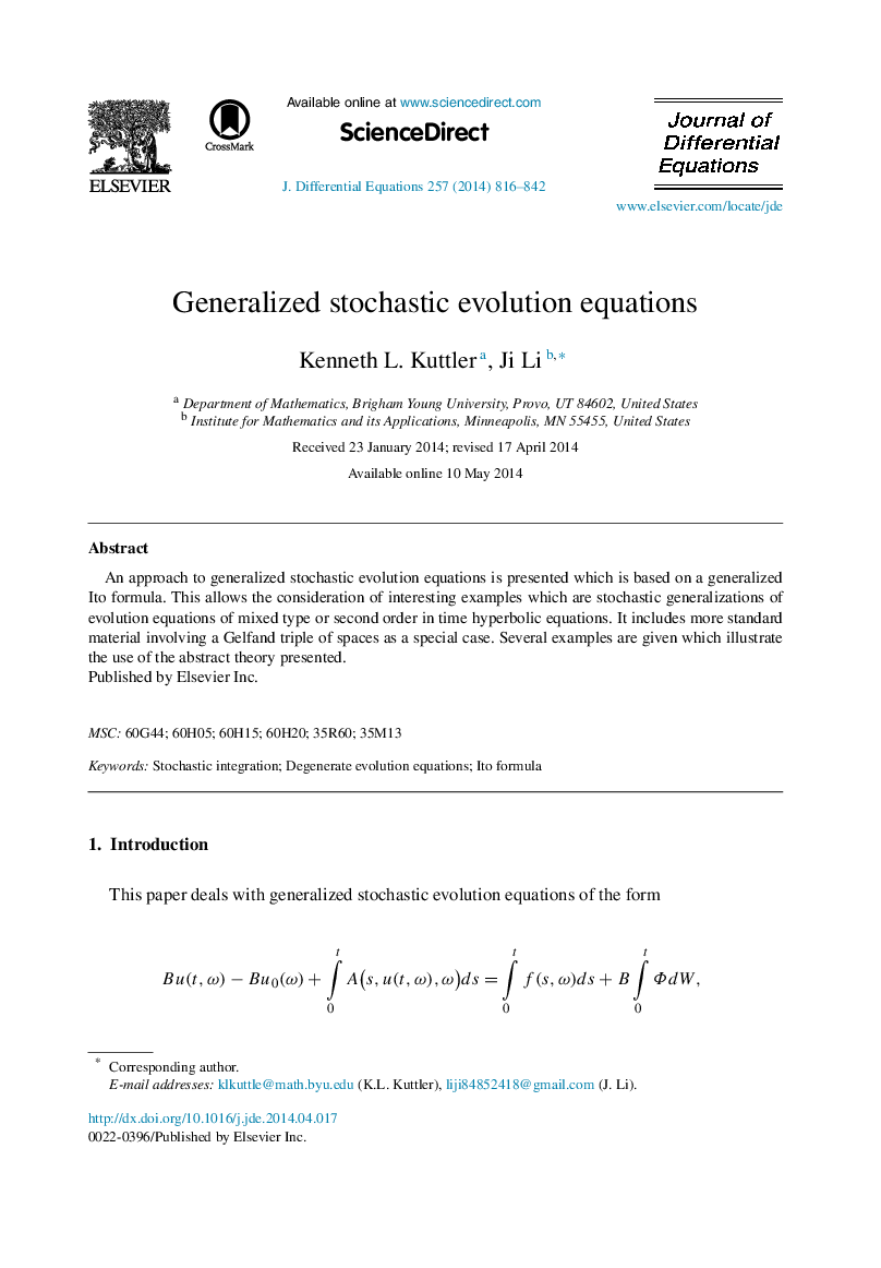 Generalized stochastic evolution equations
