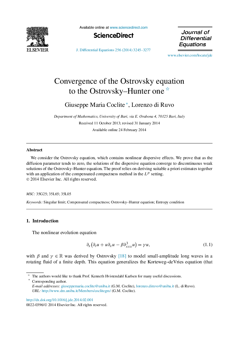 Convergence of the Ostrovsky equation to the Ostrovsky-Hunter one