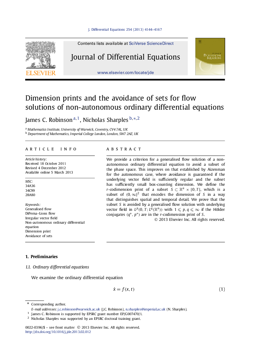 Dimension prints and the avoidance of sets for flow solutions of non-autonomous ordinary differential equations