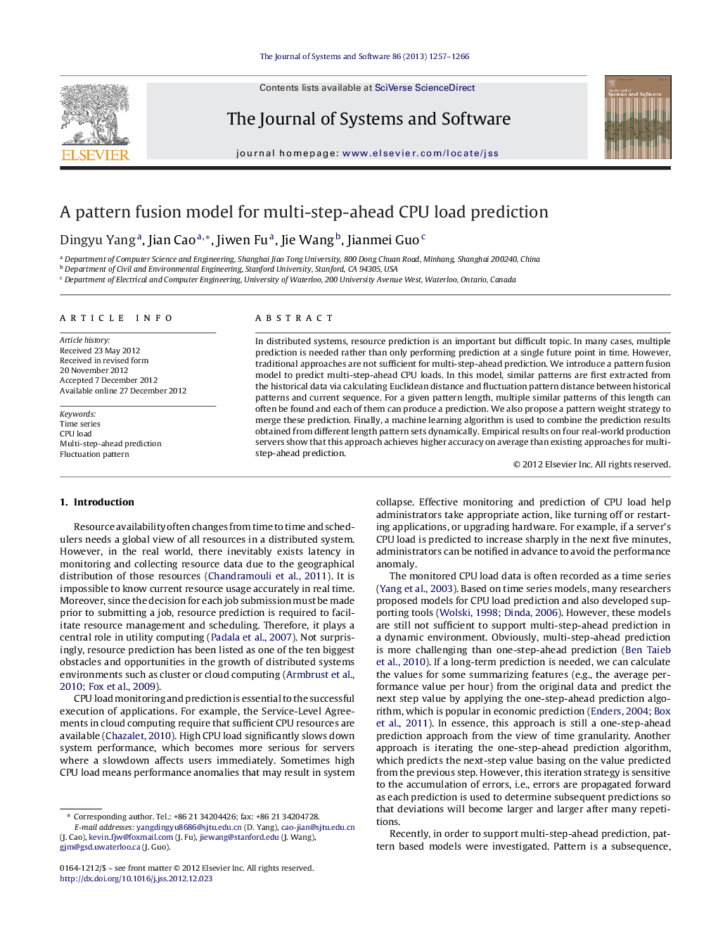 A pattern fusion model for multi-step-ahead CPU load prediction