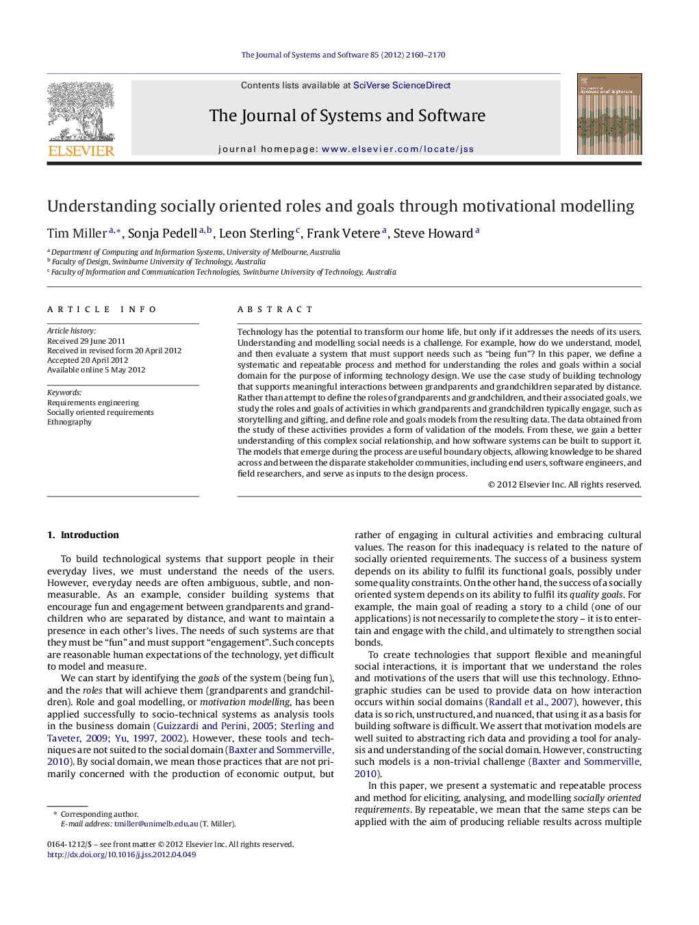 Understanding socially oriented roles and goals through motivational modelling