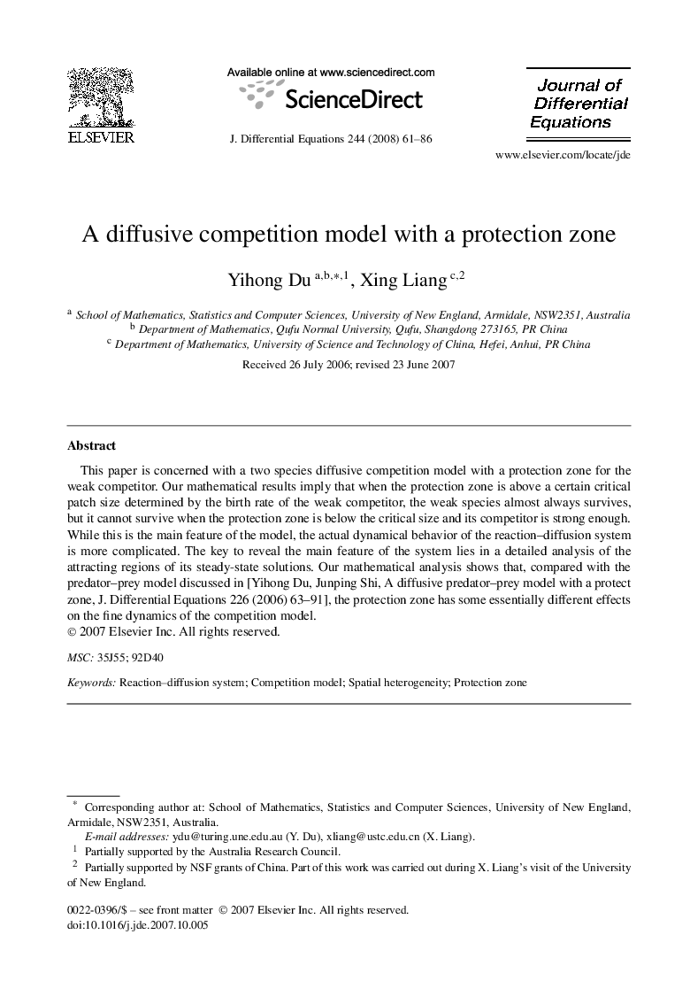 A diffusive competition model with a protection zone