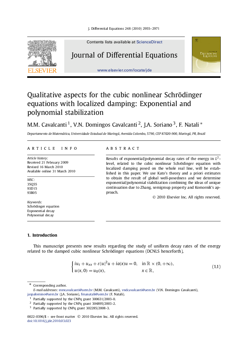 Qualitative aspects for the cubic nonlinear Schrödinger equations with localized damping: Exponential and polynomial stabilization