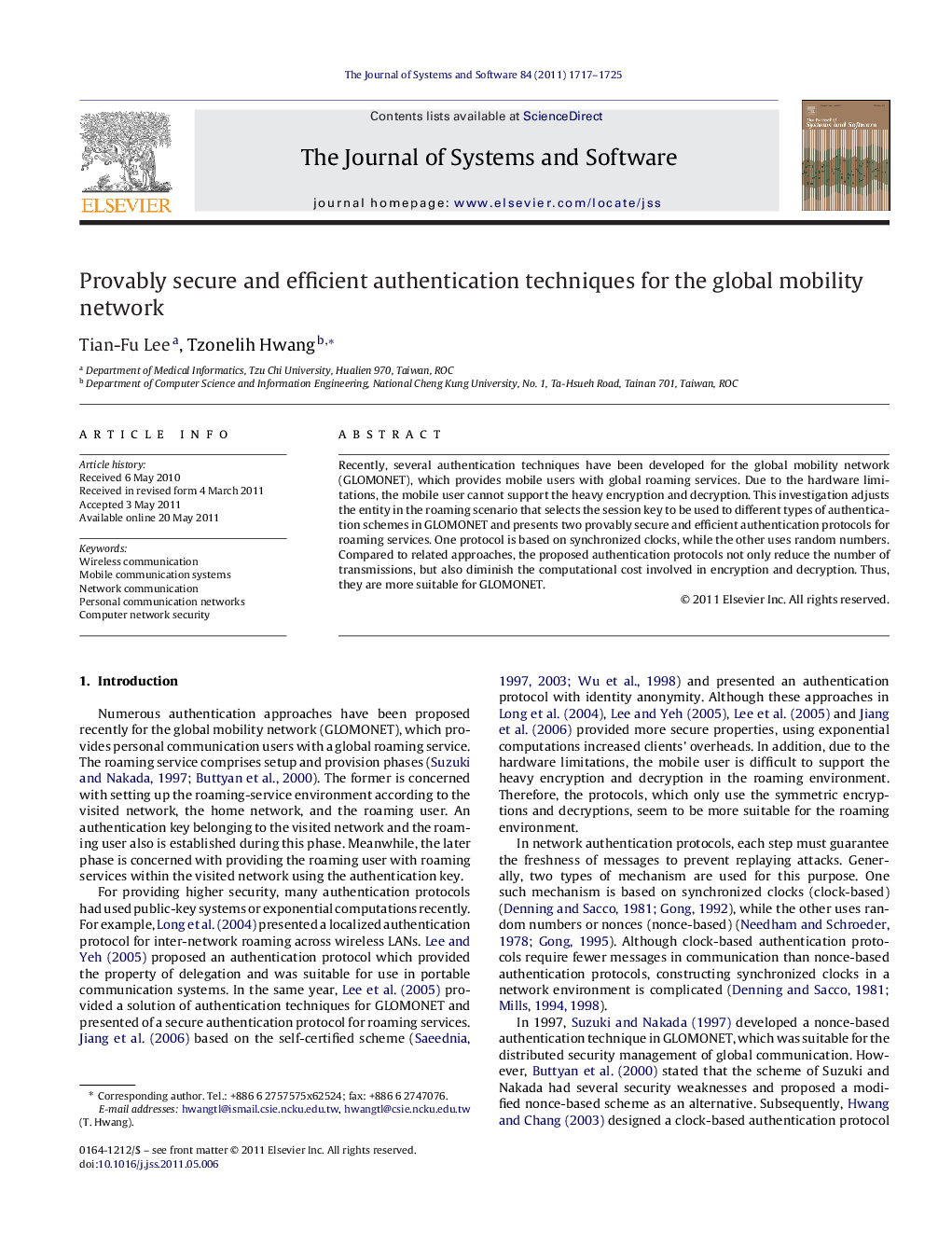 Provably secure and efficient authentication techniques for the global mobility network