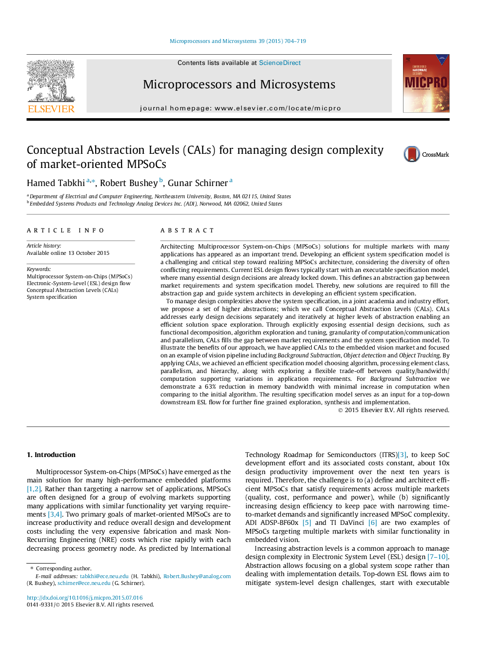 Conceptual Abstraction Levels (CALs) for managing design complexity of market-oriented MPSoCs