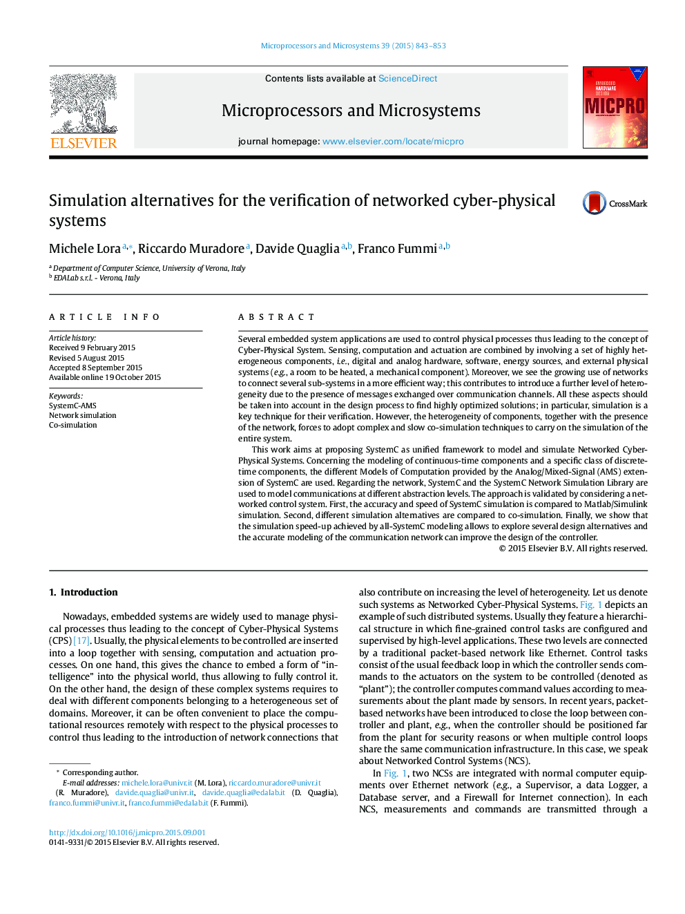 Simulation alternatives for the verification of networked cyber-physical systems